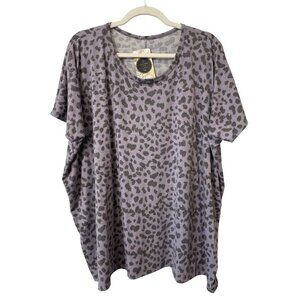 JQ Clothing Co Tunic Shirt Size Medium Very Violet Leopard Print Essential NEW